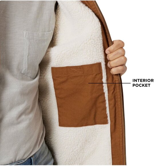 LEE Workwear Bomber Jacket Sherpa Lined Hooded Duck Canvas Brown Large NWT - Picture 4 of 10